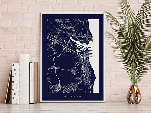 plakat GDYNIA - B2 - fragment mapy miasta PLAKATY GEOMETRYCZNE