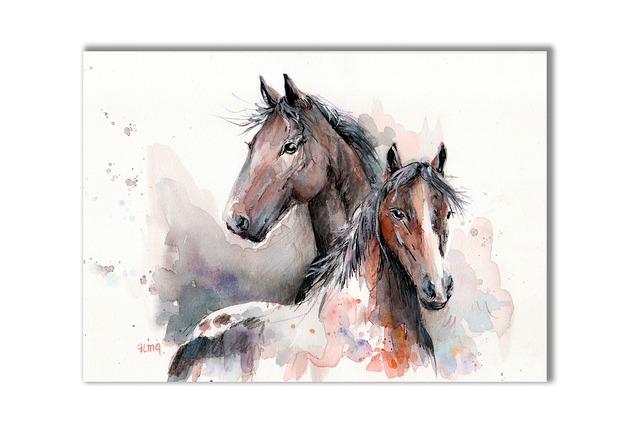 grafiki i ilustracje Obraz ręcznie malowany "Konie"