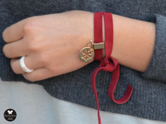 red  + gold bransoletka zamszowa barboleta