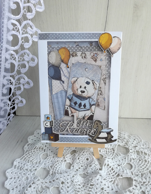 kartki scrapbooking Kartka Vintage Baby Boy na roczek, prezent