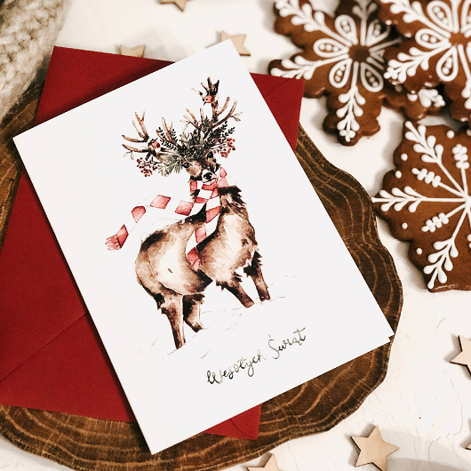 kartki świąteczne Merry Merry Deer