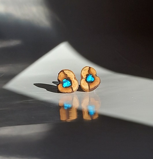 kolczyki drewniane Drewniane kolczyki z jaspisem