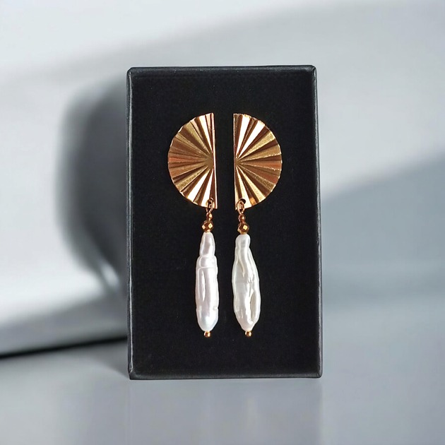 kolczyki z kamieniami Długie perły : kolczyki : wyjątkowy prezent PREMIUM : II