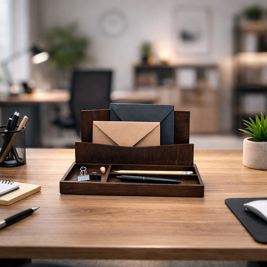 organizery Organizer na biurko, klasyczna elegancja, wenge