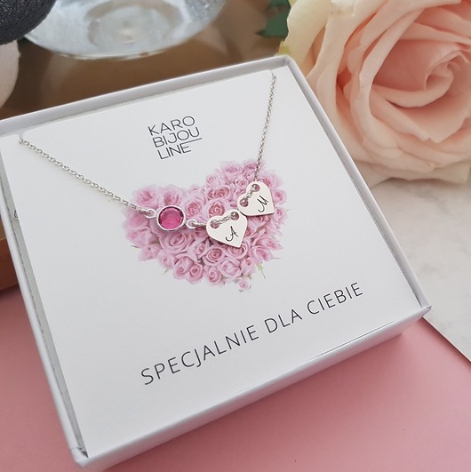 Srebrny,personalizowany naszyjnik z kryształem KaroBijouLine
