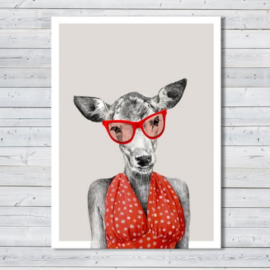 OBRAZ NA PŁÓTNIE - ŁANIA DEER - 60x80cm LUdesign gallery