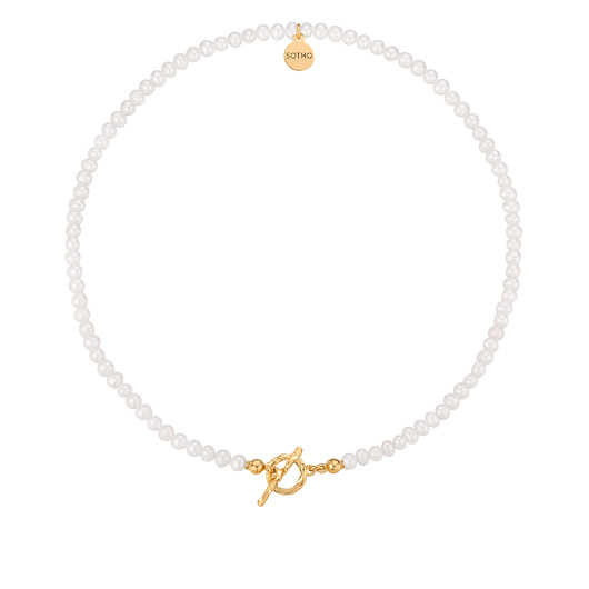 kolie Naszyjnik z pereł naturalnych ze złotym ozdobnym zapięciem