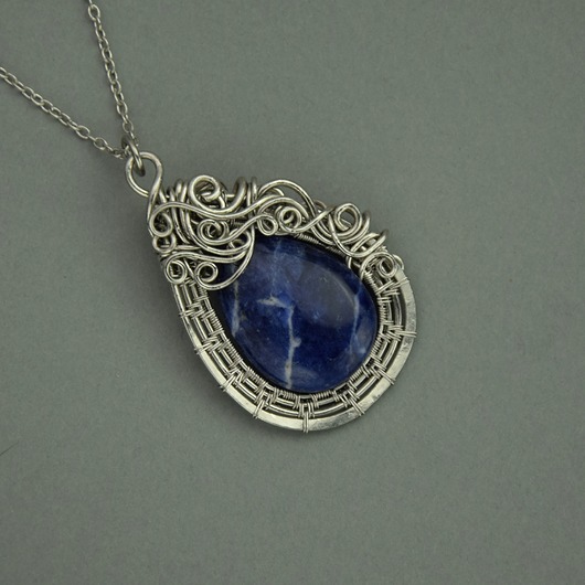 wisiory Wisiorek niebieski sodalit wire wrapping