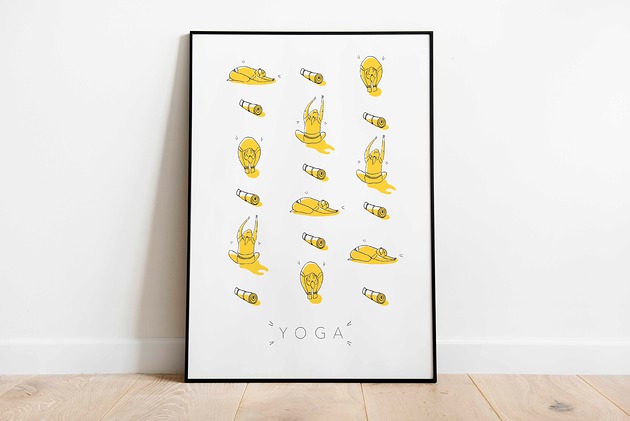 plakaty Plakat YOGA żółty Pinelo