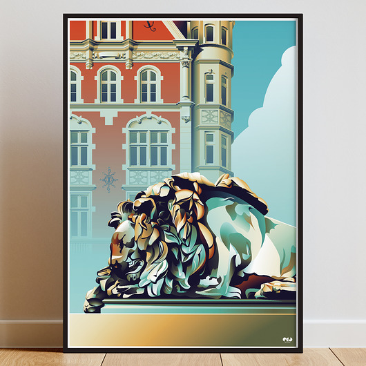 plakaty Lew śpiący - plakat z symbolem Bytomia