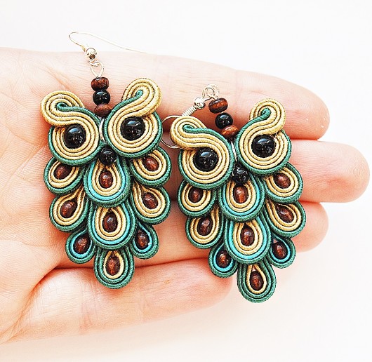 Kolczyki SOWY W ZIELENI soutache Decomama Decomama Jewelry