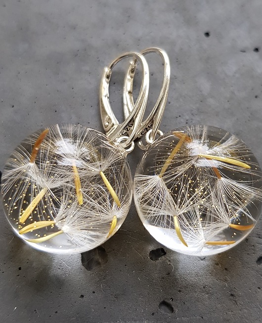 Kolczyki srebrne z nasionami dmuchawca Grol Jewellery
