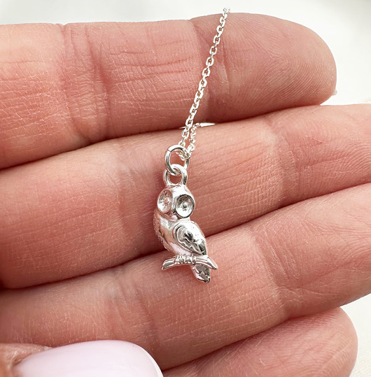 srebrne naszyjniki Naszyjnik z sową, srebrna sówka