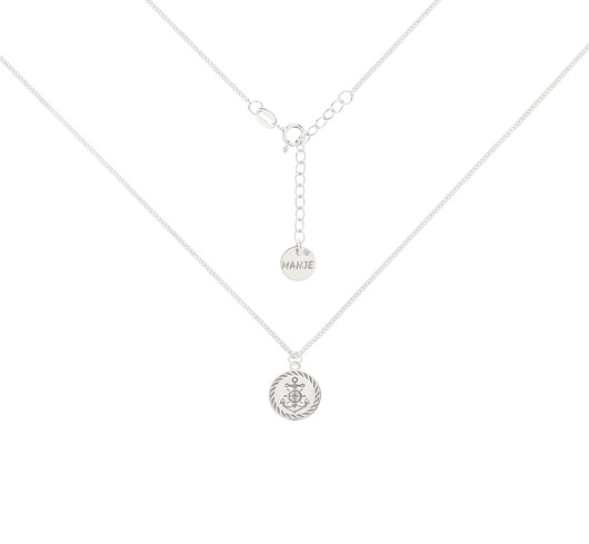 chokery Srebrny choker pancerka z grawerowaną kotwicą