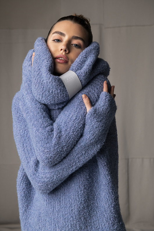 swetry damskie  Sweter Boucle Niebieski