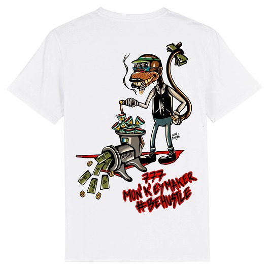 Koszulka biała męska - unisex - Moneymaker BeHustle Apparel