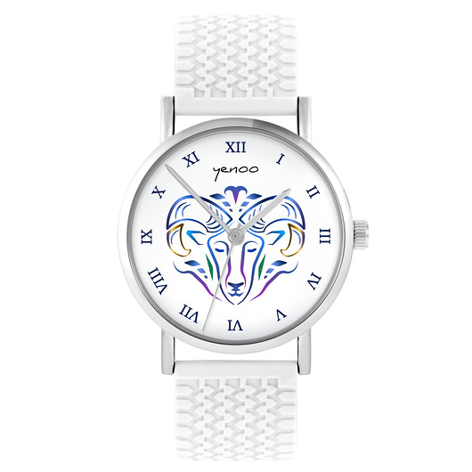 zegarki unisex Kolekcja Starlight - Baran - silikonowy, biały