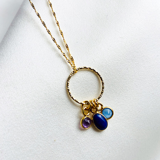 złote naszyjniki Golden Stones- Naszyjnik z kamieniami, chalcedon ametyst