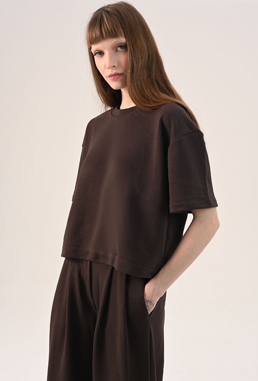 t-shirt damskie Brązowa oversize koszulka