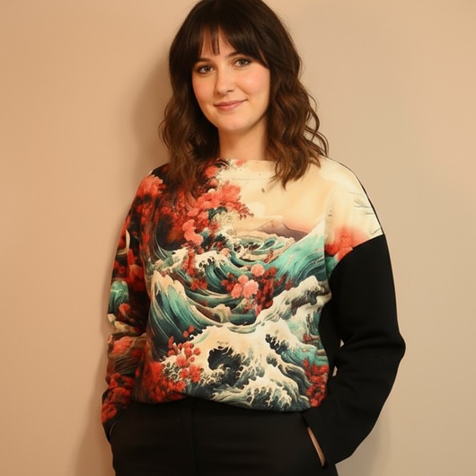 bluza bez kaptura damska Bluza bawełniana z nadrukiem Japonia