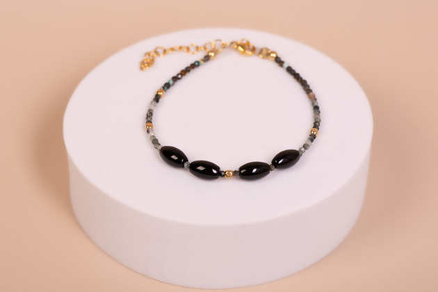 bransoletki - inne Bransoletka Onyks i Turmalin