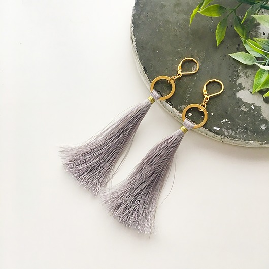 Kolczyki chwosty Boho -Gray Ilovehandmade