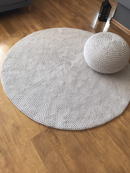 dywany Okrągły dziergany dywan ,dywan sznurkowy  150cm