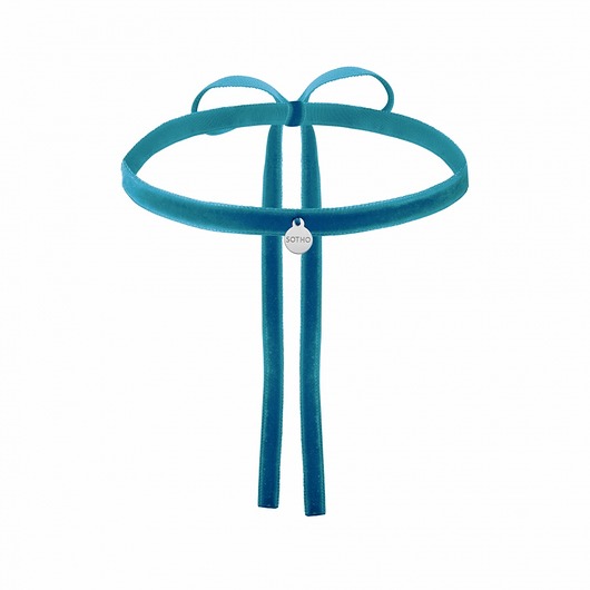 Ciemnoturkusowy aksamitny choker z zawieszką SOTHO