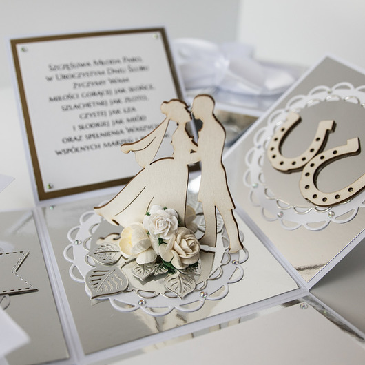 kartki scrapbooking Pamiątka ślubu, exploding box, kartka