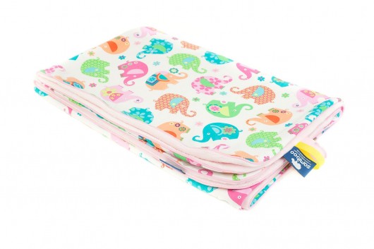 Kocyk light 75x100 Słoniki róż gładkie minky Samiboo
