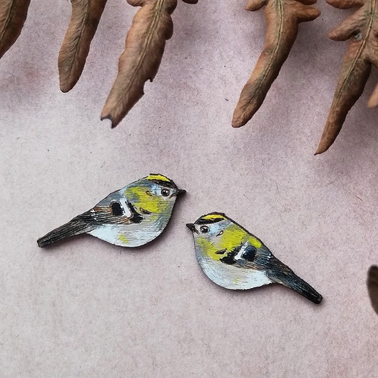 kolczyki drewniane Mysikróliki malowane