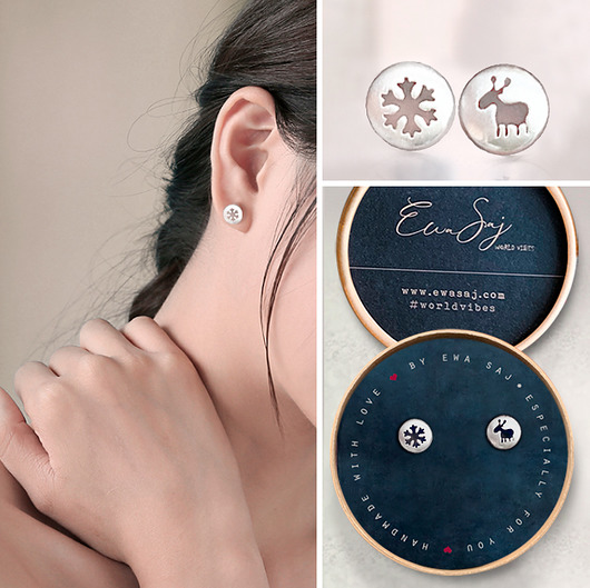 kolczyki srebrne Świąteczne - srebrne kolczyki + box