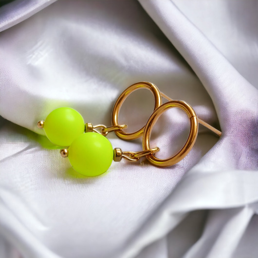 kolczyki swarovski Swarovski neon pearls : neon yellow