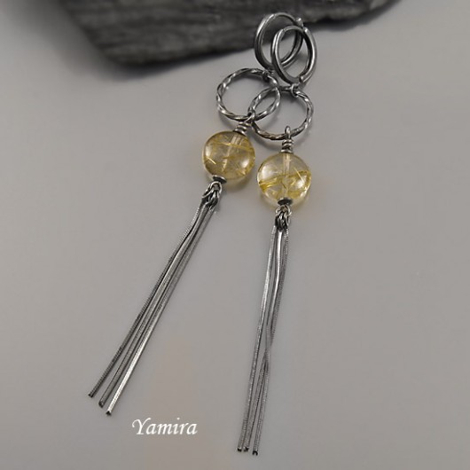 kwarc z rutylem long - kolczyki yamira