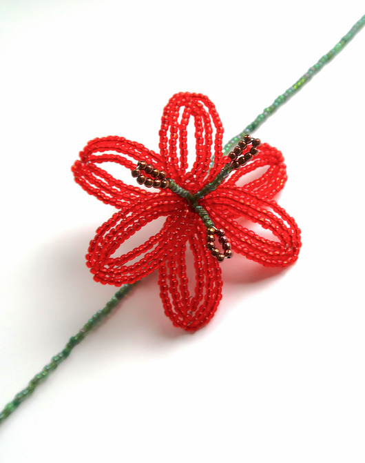 chokery Czerwona Lilia - naszyjnik choker