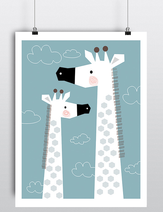 plakat dwie żyrafy Cytryna design