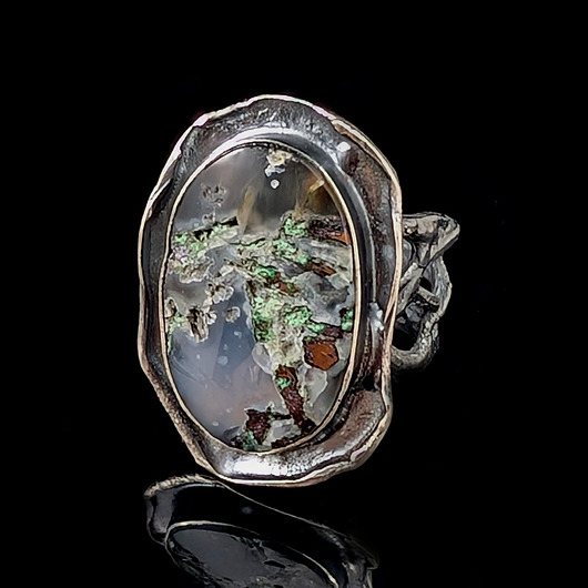 pierścionki srebrne Pierścionek baśniowy pejzaż Kwarc z miedzią