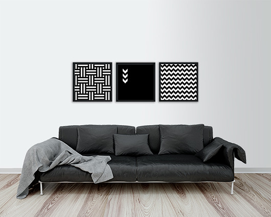 Trzy geometryczne plakaty 50x50  Bury Lis