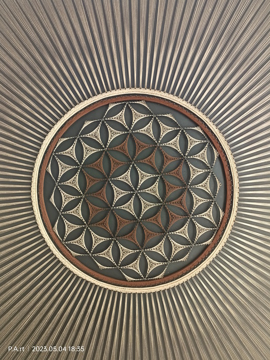 dodatki - różne Obraz z nici, mandala, słońce