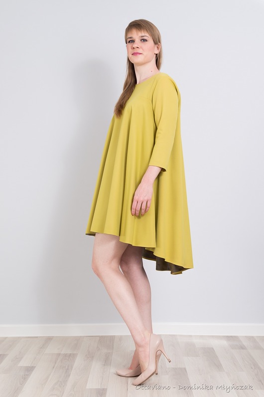 Sukienka elegancka KLOSZ kolor LIMONKA OTTAVIANO Dominika Mlynczak