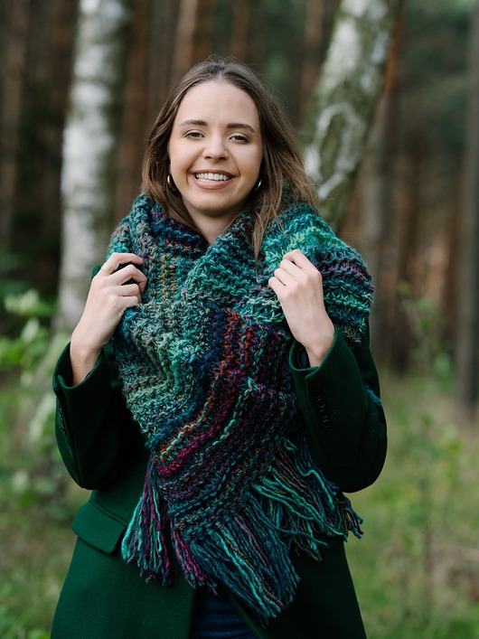 szale damskie Duży szal MAXCOLOR handmade " leśna harmonia"