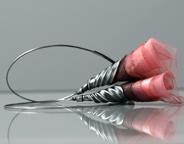 kolczyki wire wrapping Pudrowe kolczyki na alternatywny ślub