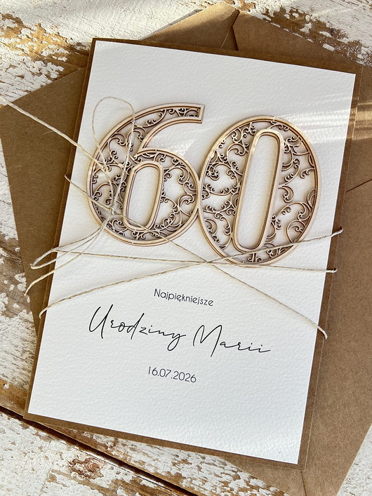 kartki scrapbooking Wyjątkowa personalizowana kartka ręcznie robiona na 60 urodziny, pomysł na pr