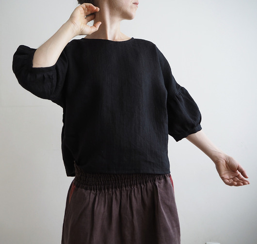 bluzki - inne Bluzka "COSMOS" black 100% len
