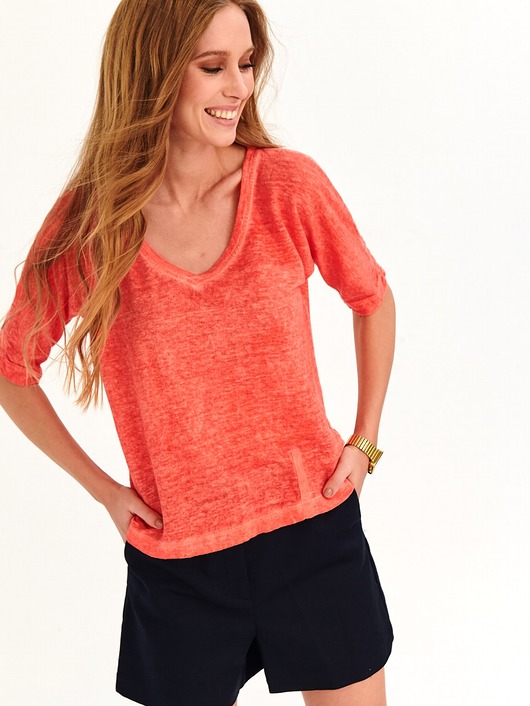 t-shirt damskie Koszulka z pranego lnu