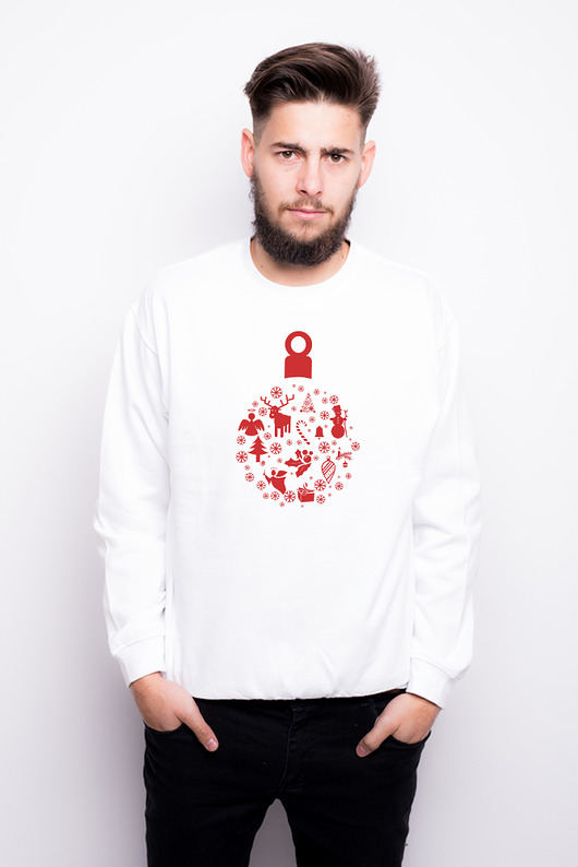 Bluza męska biała z nadrukiem bombki choinkowej AllbagAllprints