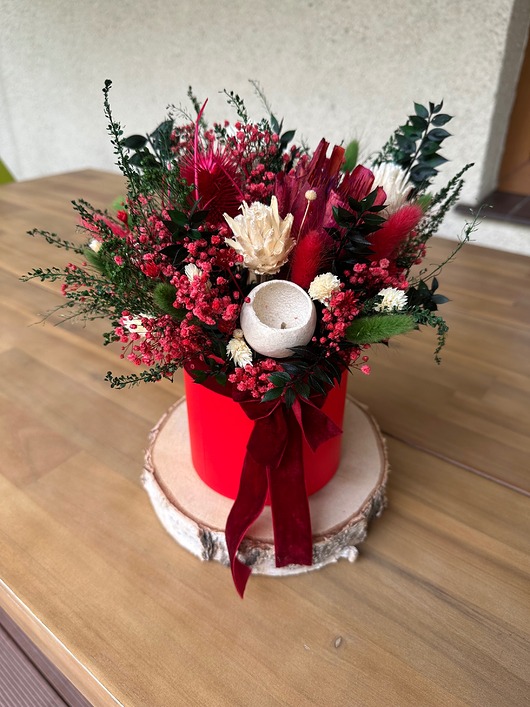 dekoracje świąteczne Flowerbox jesienno zimowy święta suszki