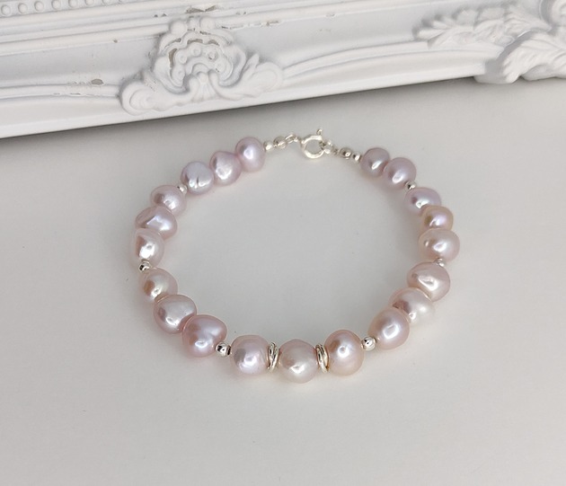 bransoletki srebrne Lśniące perły - bransoletka różana