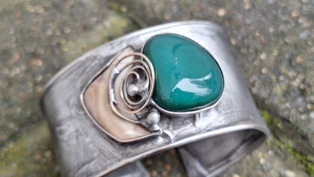 bransoletki wire wrapping Krzemień pasiasty i agat - bransoletka regulowana