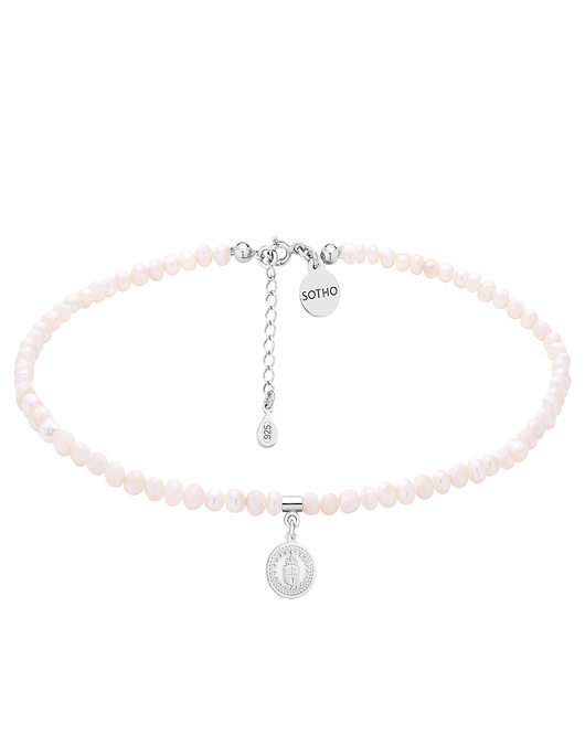 Choker z pereł naturalnych ze srebrnym medalionem SOTHO
